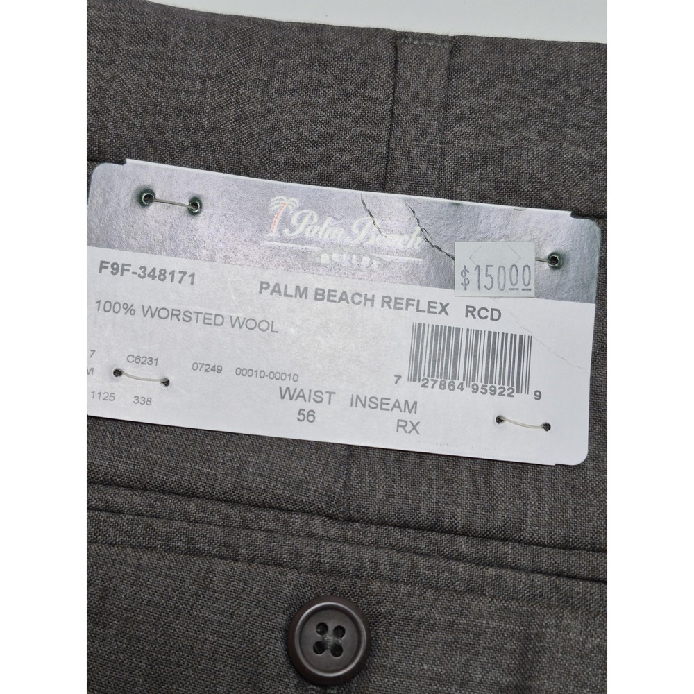 Palm Beach Dress Pants Mens 56x36 Gray Wool Pleated Unhemmed Big & Tall NWT - Picture 6 of 12